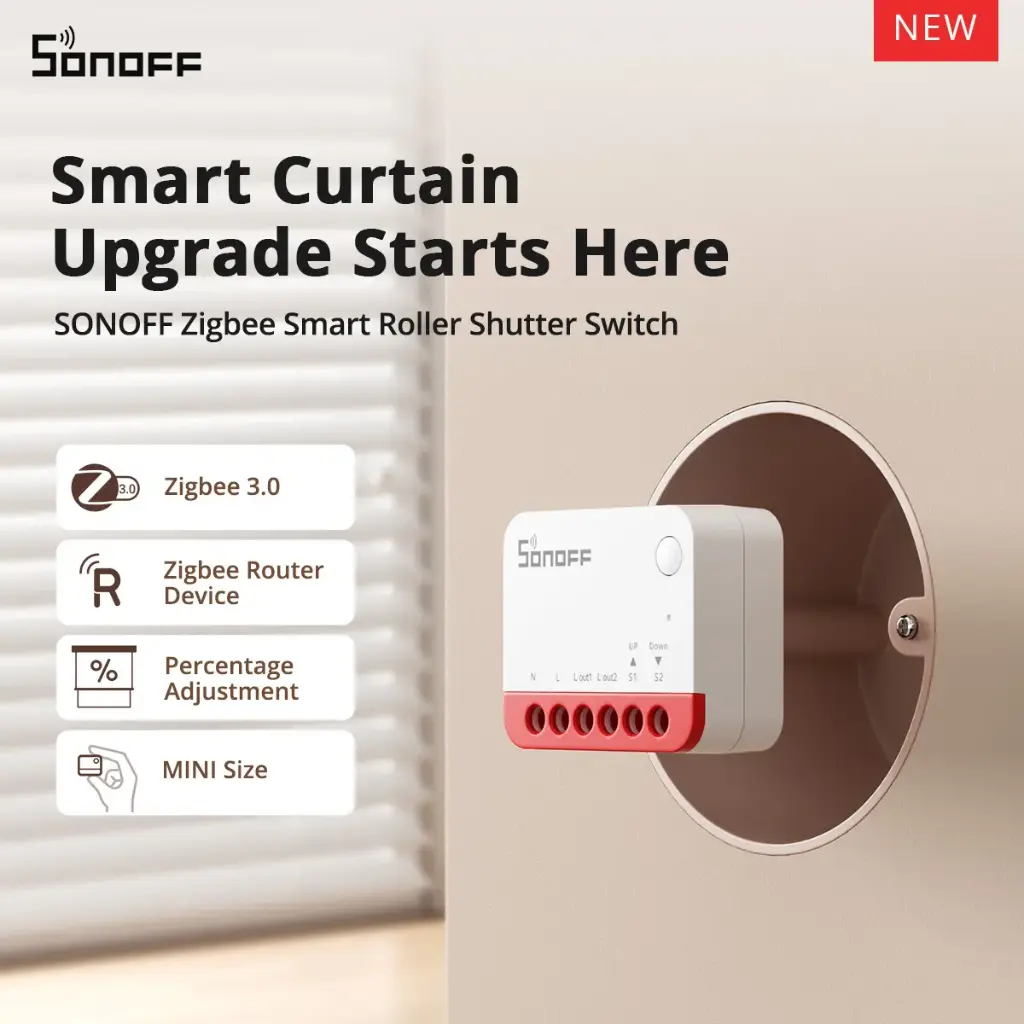 SONOFF MINI-ZBRBS Zigbee Smart Roller Shutter Switch Mini Size Percent